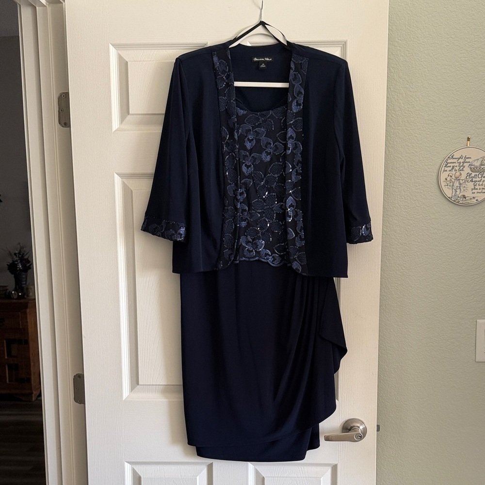 Elegant Navy Dress with Jacket